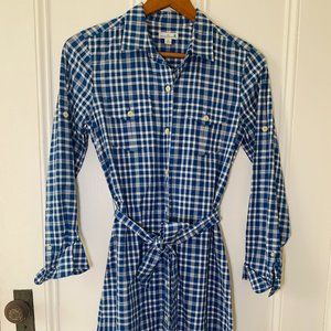 LLBean SIGNATURE Shirt Dress Blue Plaid LIKE NEW